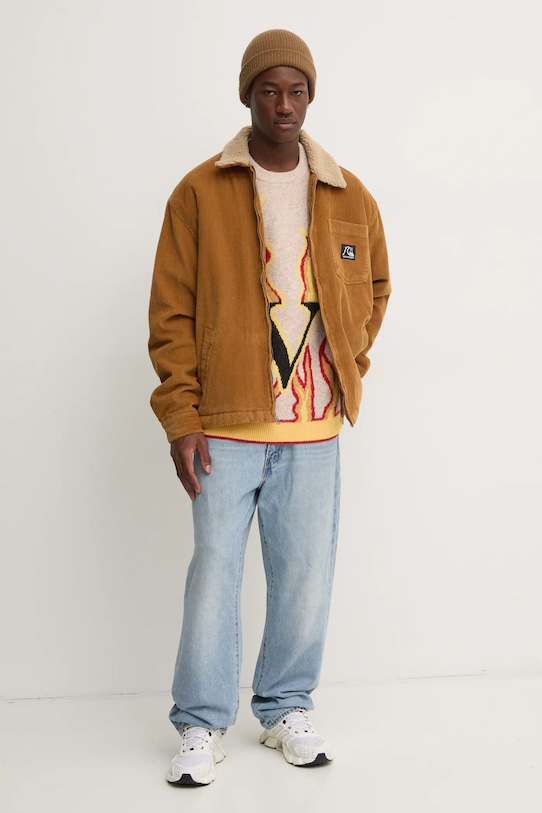 Quiksilver geacă cu aspect de cămașă Dna Sherpa Harrington EQYJK04064 galben AW24