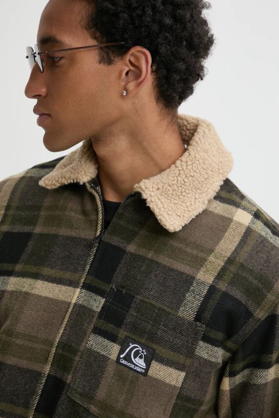 Košeľové sako Quiksilver Dna Sherpa Harrington hnedá EQYJK04064