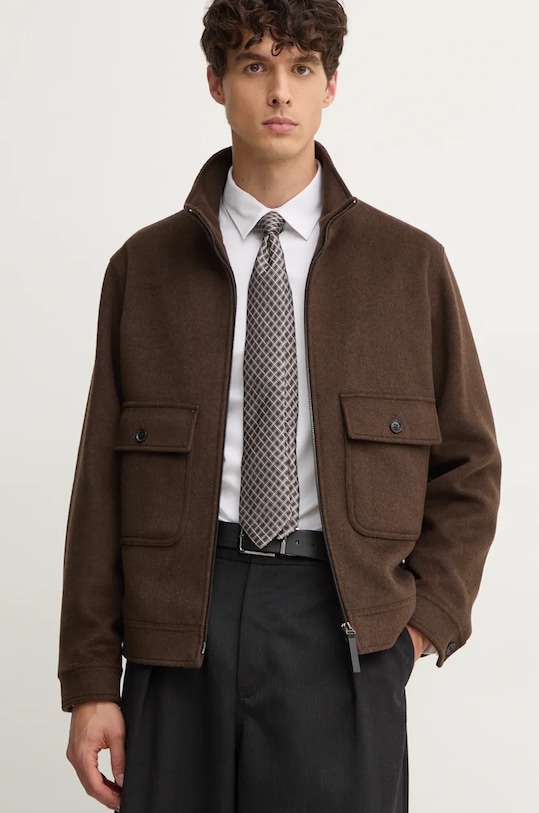 Шерстяная куртка-бомбер Sisley с подкладкой коричневый 2VLPSN03N
