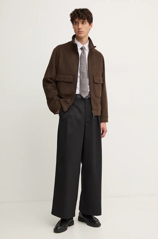 Вовняна куртка Sisley 2VLPSN03N коричневий AW24