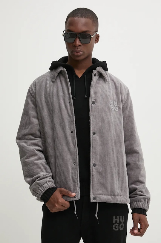 Manšestrová bunda HUGO přechodné šedá 50522513