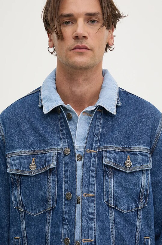Desigual geacă din denim ILLINOIS bleumarin 24WMED05