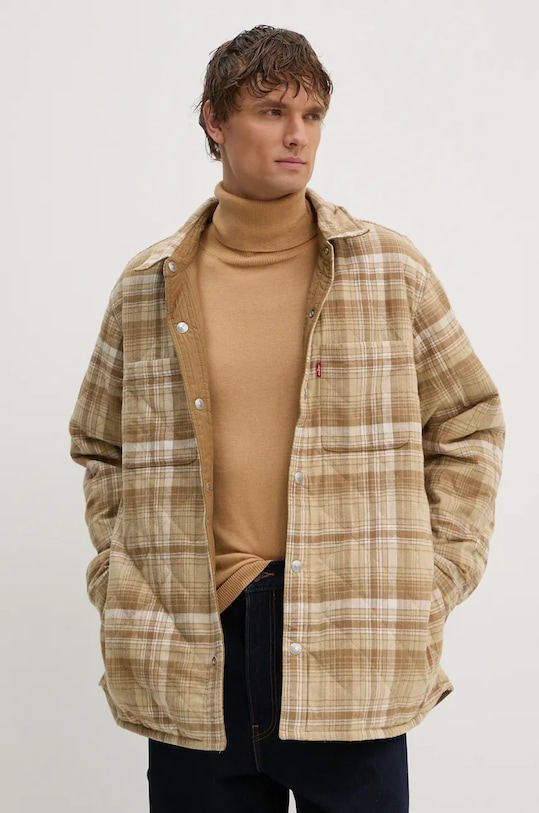 Obojstranná džínsová bunda Levi's bez kapucne béžová A8553