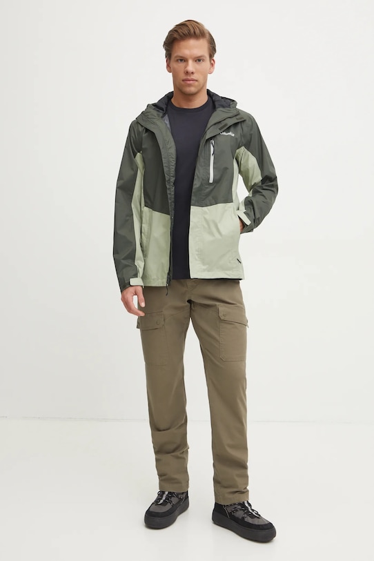 Columbia rain jacket Pouring Adventure 2117171 green SS25