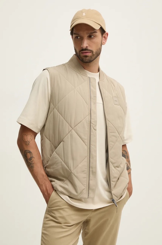 Calvin Klein bezrękawnik bez kaptura beżowy K10K113477