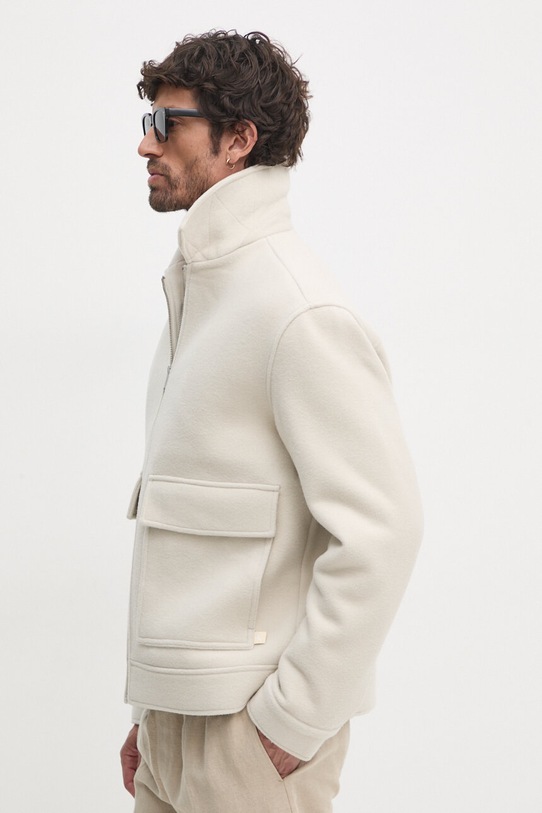 Vlněná bunda Calvin Klein Jeans béžová J30J326098