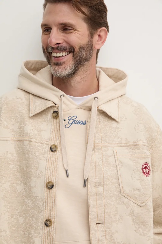 Guess koszula z domieszką lnu beżowy M4BH57.WGKA0