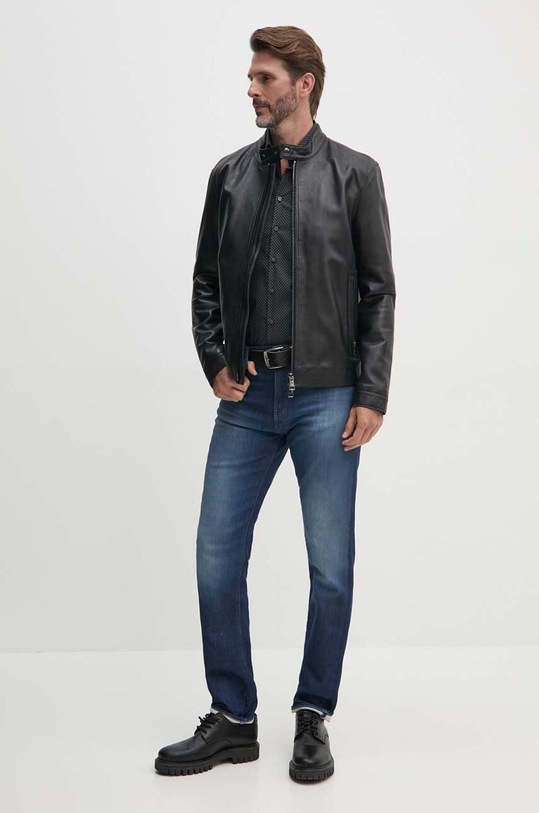 Tommy Hilfiger kurtka skórzana MW0MW36635 czarny AW24