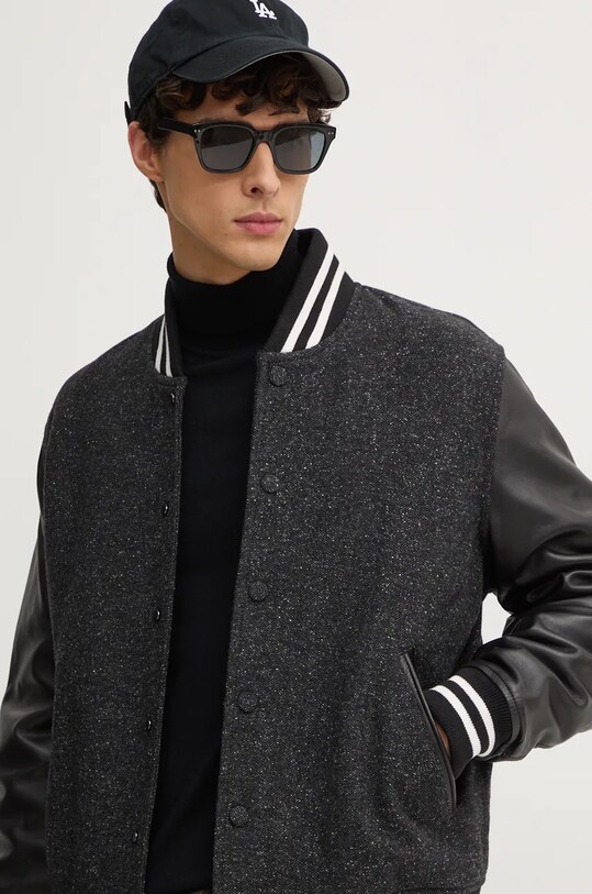 Шерстяная куртка-бомбер Tommy Hilfiger чёрный MW0MW37030