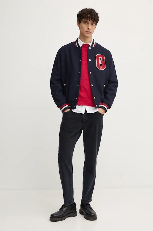 Вовняна куртка-бомбер Gant 7006490 темно-синій AW24