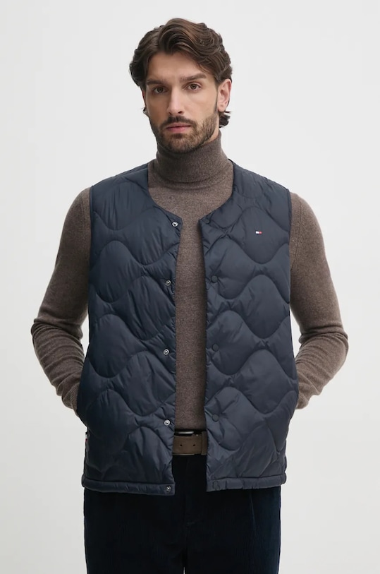 Tommy Hilfiger bezrękawnik puchowy bez kaptura granatowy MW0MW36583
