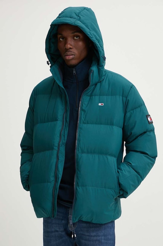 Páperová bunda Tommy Jeans oversize tyrkysová DM0DM19786