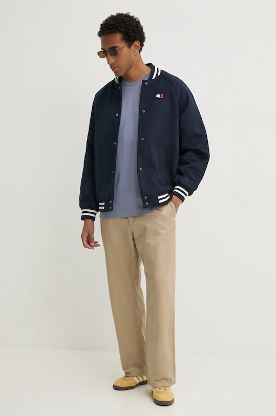 Tommy Jeans jacheta bomber din amestec de lana DM0DM20685 bleumarin AW24