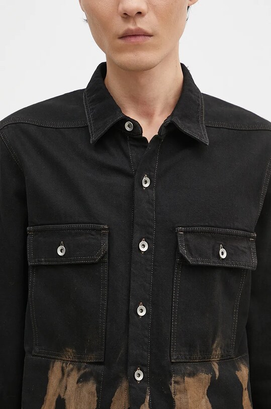 Rick Owens geacă din denim Outershirt negru DU02D2755.BSUN