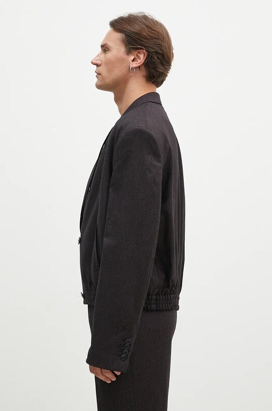 Martine Rose marynarka z domieszką wełny Elasticated Db Tailored Jacket 349WT06007 czarny AW24