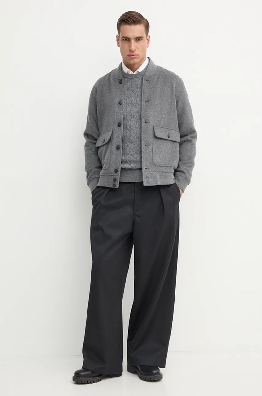 Куртка-бомбер с примесью шерсти Hackett London HM403233 серый AW24