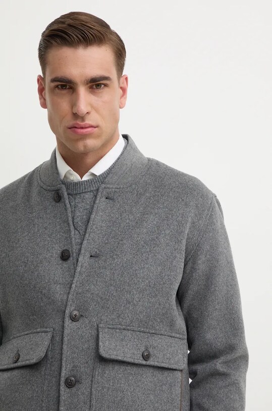 Куртка-бомбер с примесью шерсти Hackett London серый HM403233