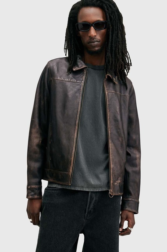AllSaints geaca de piele ALKAN negru M018LB