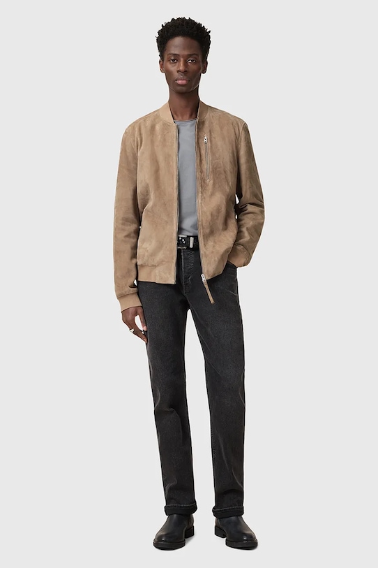 AllSaints geaca din piele intoarsa KEMBLE bej M067LB