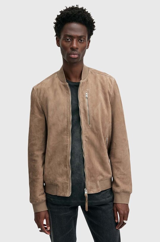 AllSaints geaca din piele intoarsa KEMBLE M067LB maro