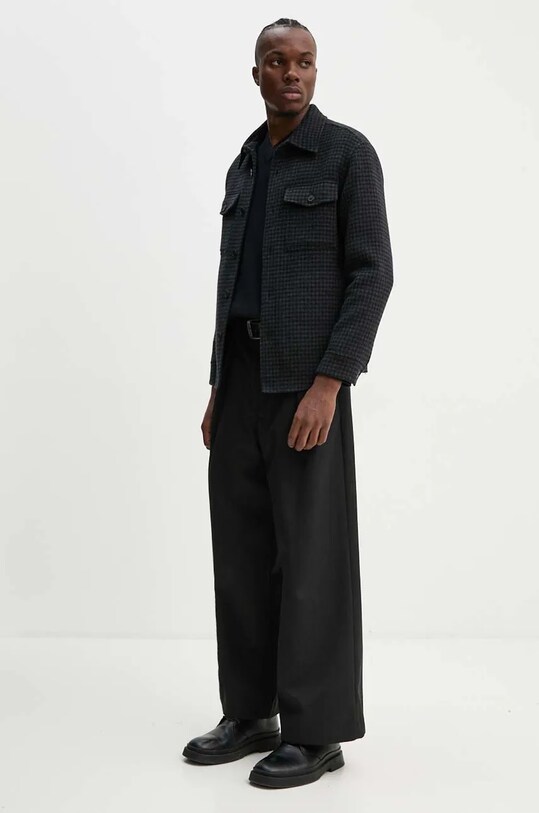 Theory jachetă de cămașă din lână O0871406 negru AW24