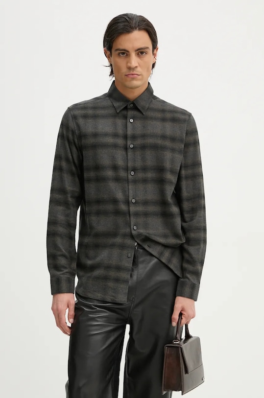 Хлопковая рубашка Theory длинный зелёный O0874504