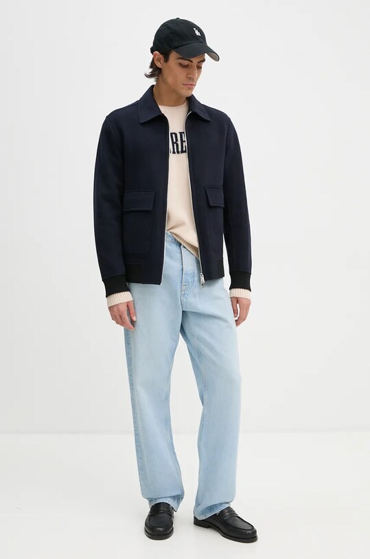 Шерстяная куртка-бомбер Theory O0971102 тёмно-синий AW24