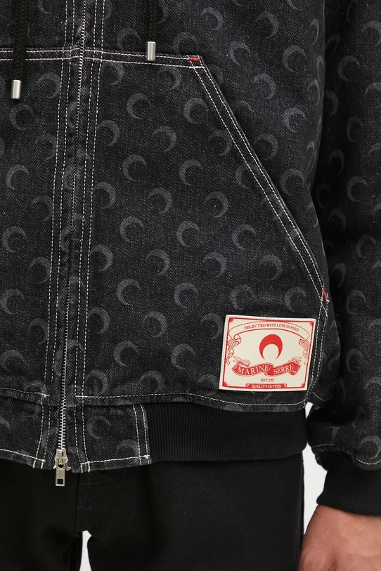 Marine Serre cotton jacket Moon Laser Denim Padded Jacket black MJA071A.RDEN0001