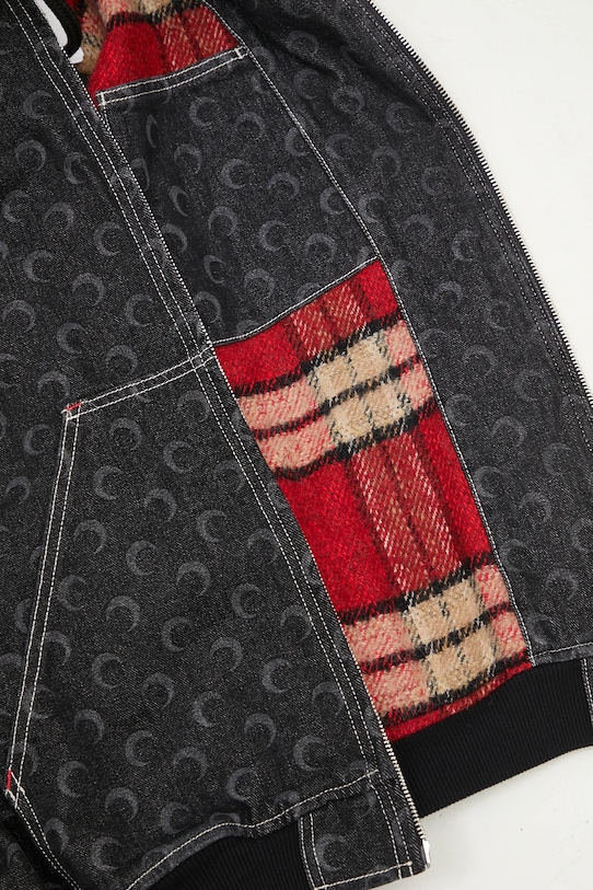 Marine Serre cotton jacket Moon Laser Denim Padded Jacket MJA071A.RDEN0001 black