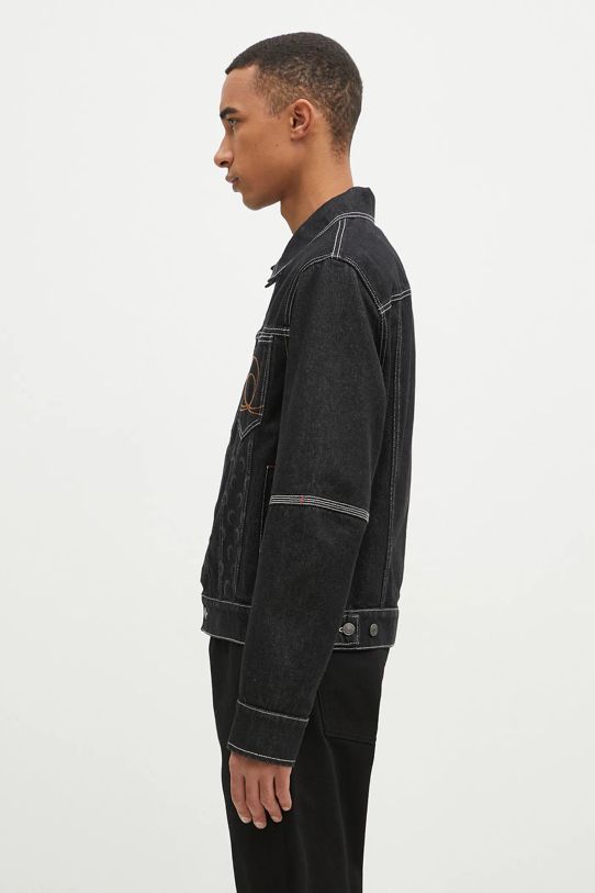 Marine Serre denim jacket Moon Laser Denim Trucker Jacket MJA063A.RDEN0001 black AW24
