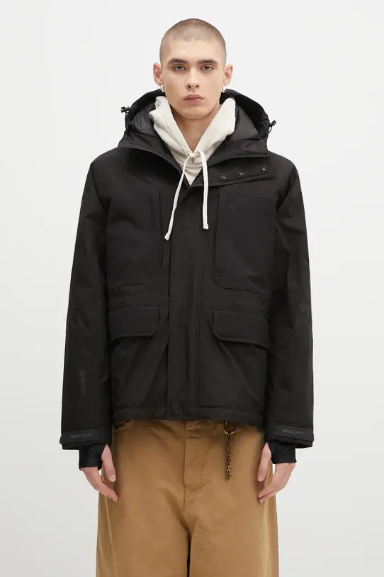 Péřová bunda Woolrich Recycled Gtx Mountain Jacket zateplené černá CFWOOU0972MRUT3790.UT37