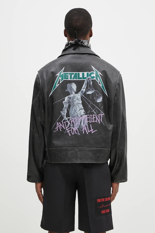 Odzież Represent ramoneska skórzana Metallica Leather Jacket MLM173.001 czarny