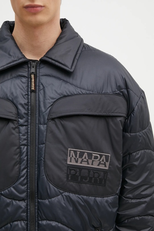 Napapijri geaca din amestec de lana A-Jaman bleumarin NP0A4I1W0411