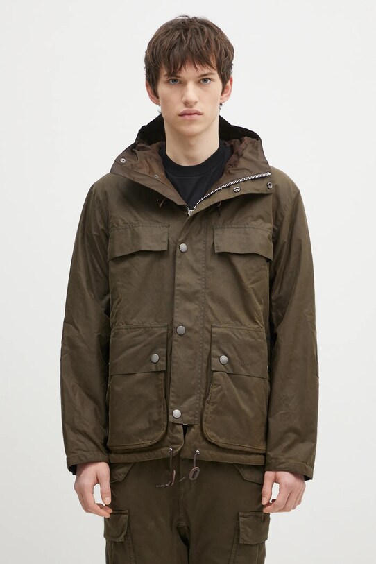 Куртка Barbour Re-Engineered Durham Wax Jacket з капюшоном зелений MWX2332