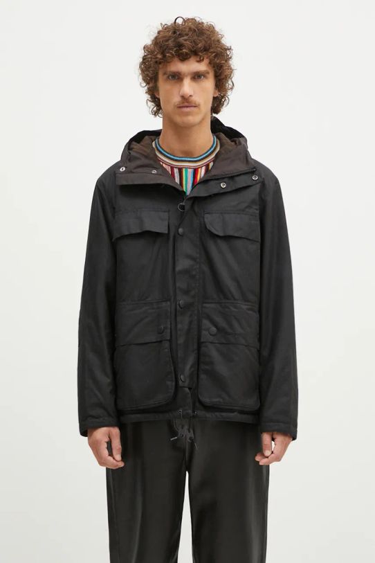 Barbour geacă Re-Engineered Durham Wax Jacket cu captuseala negru MWX2332