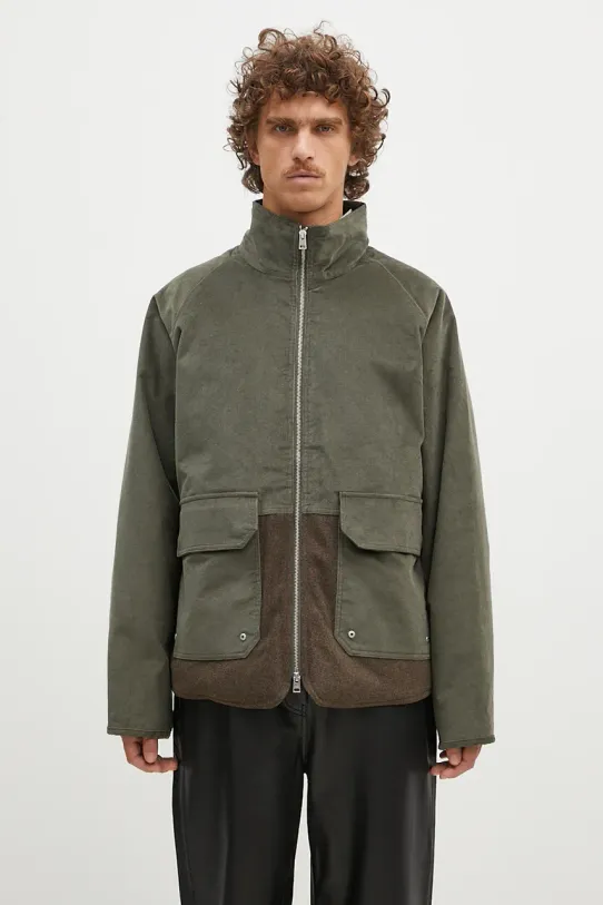 Norse Projects geacă din amestec de lână Hakon Solotex Corduroy cu captuseala verde N50.0257.8098