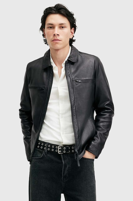 Кожено яке AllSaints LUCK JACKET гладка кожа черен M069LB