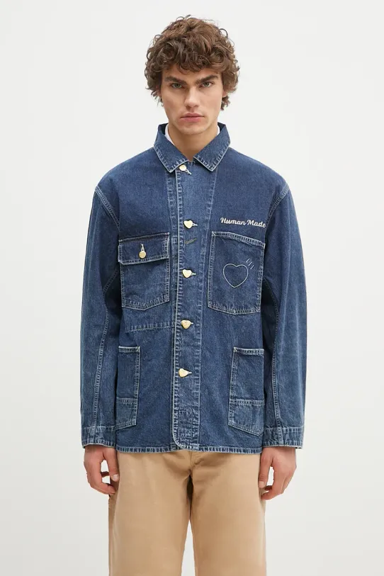 Rifľová bunda Human Made Denim Coverall Jacket nezateplené tmavomodrá HM28JK002