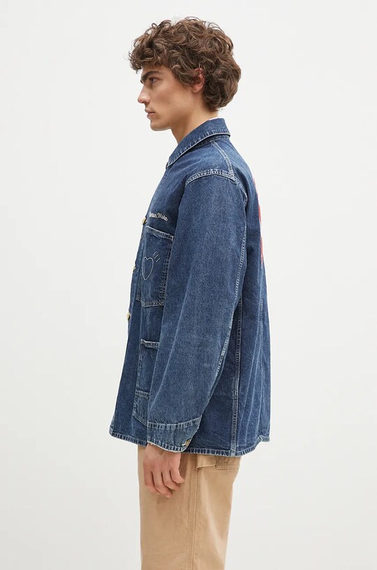 Rifľová bunda Human Made Denim Coverall Jacket HM28JK002 tmavomodrá AW24