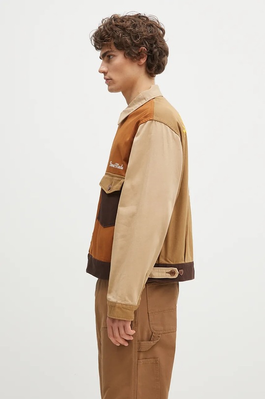 Human Made cotton shirt jacket Zip-Up Work Jacket HM28JK012 brown AW24