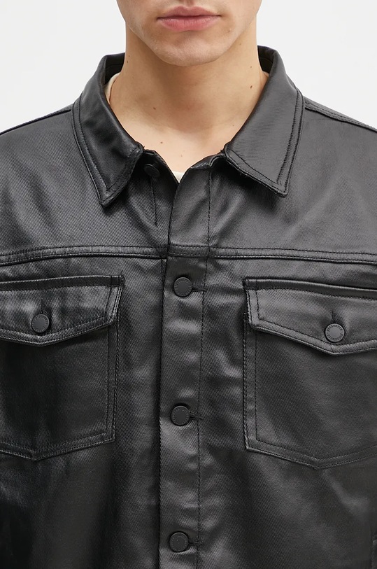 PLEASURES denim jacket Latex Trucker Jacket black P24F040