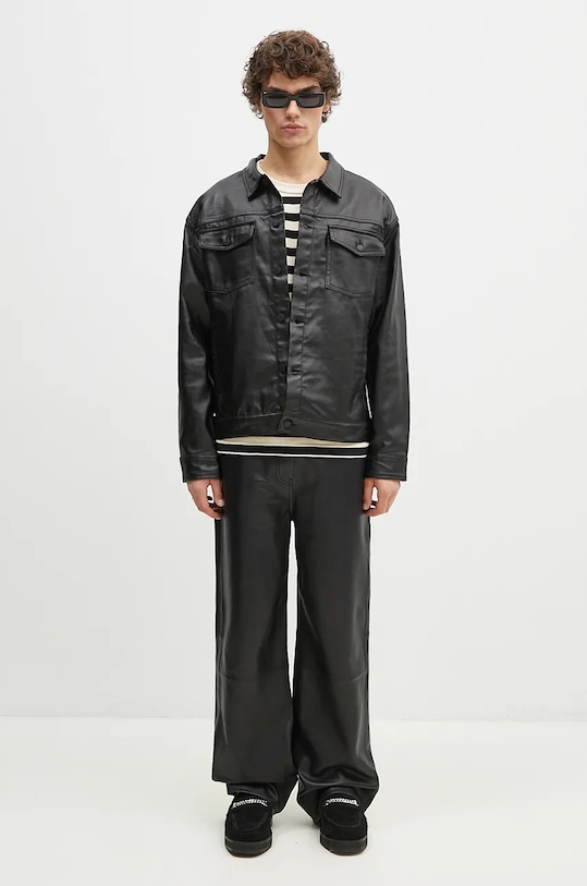 PLEASURES denim jacket Latex Trucker Jacket P24F040 black