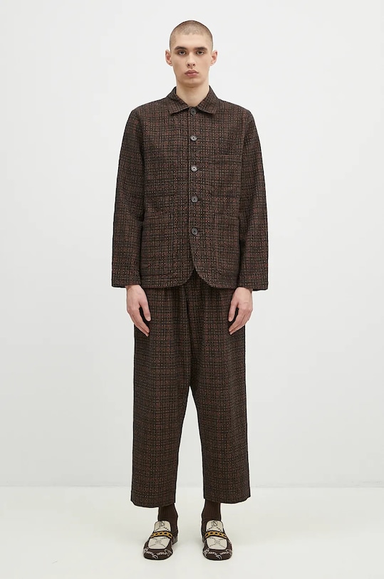 Universal Works koszula wełniana 31111.BLACK brązowy