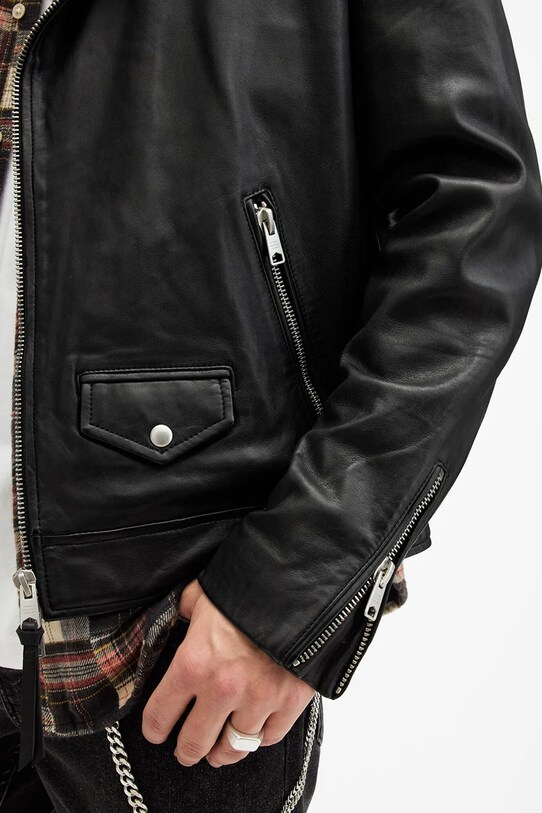 Îmbrăcăminte AllSaints geaca de piele MILO M062LB negru