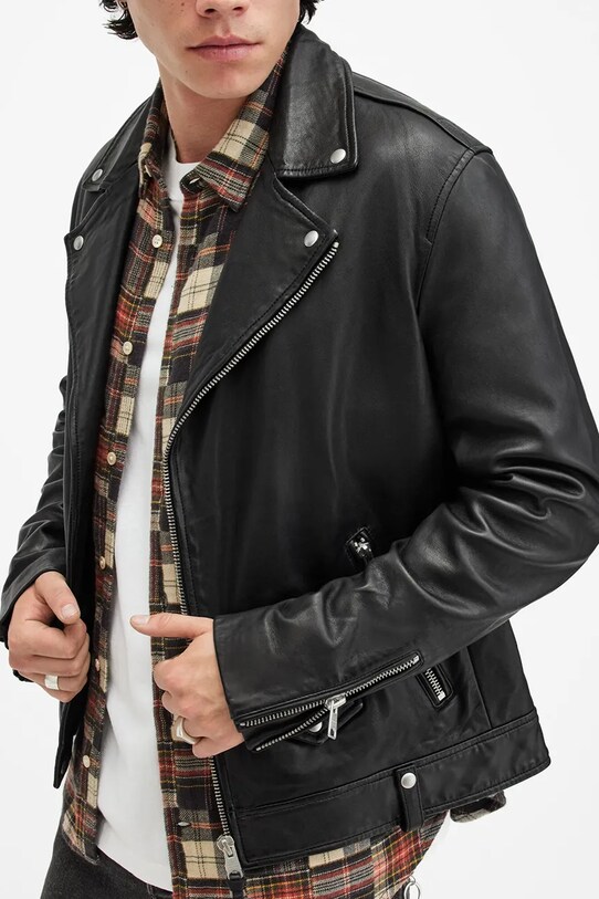 AllSaints geaca de piele MILO negru M062LB