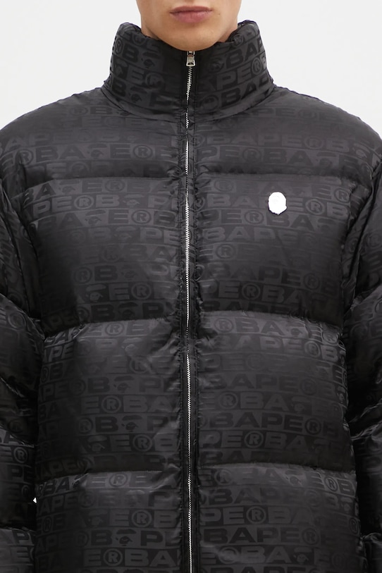 A Bathing Ape geacă de puf Lux Sport Pattern Jacquard Nylon Down Jacket negru 1K80144311