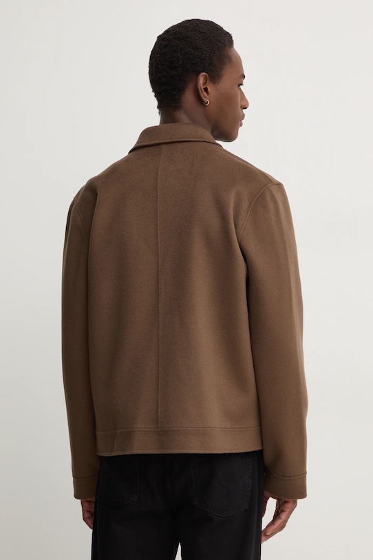 Odzież Nanushka kurtka koszulowa wełniana RHYS NM24FWJK02578 brązowy