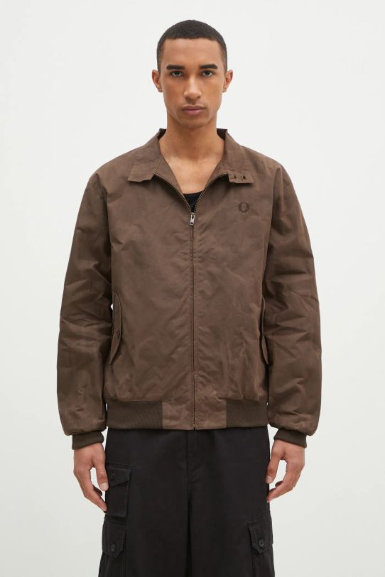 Fred Perry giacca bomber Made In England Wax Harrington non isolato marrone J8578.Q21