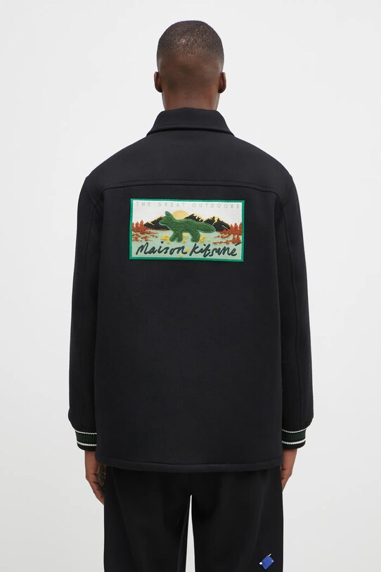 Abbigliamento Maison Kitsuné giacca in lana Varsity NM02120WM0026 nero