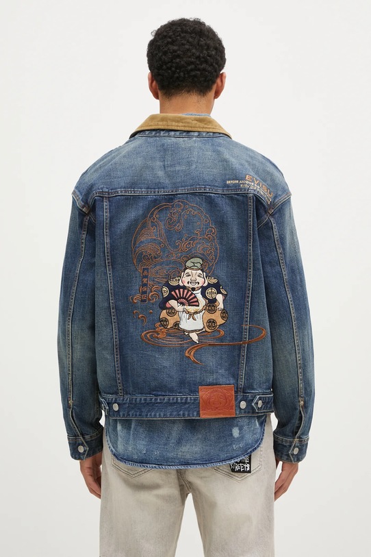Ρούχα Τζιν μπουφάν Evisu Printed & Emb 2EAHTM4DJ8001 σκούρο μπλε